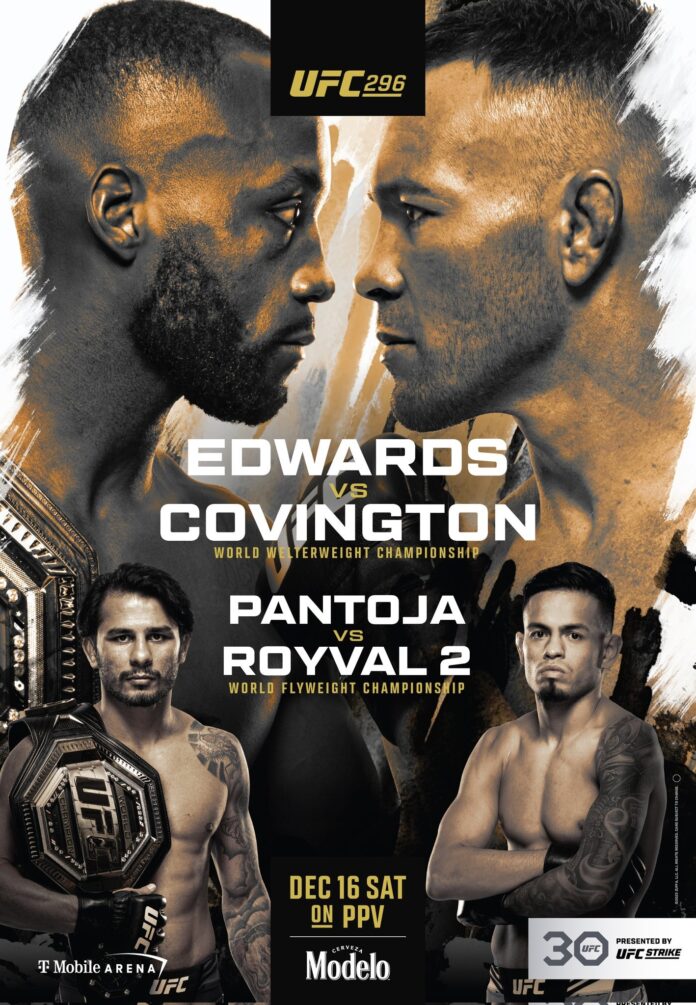 UFC 296 Edwards vs. Covington fight card poster