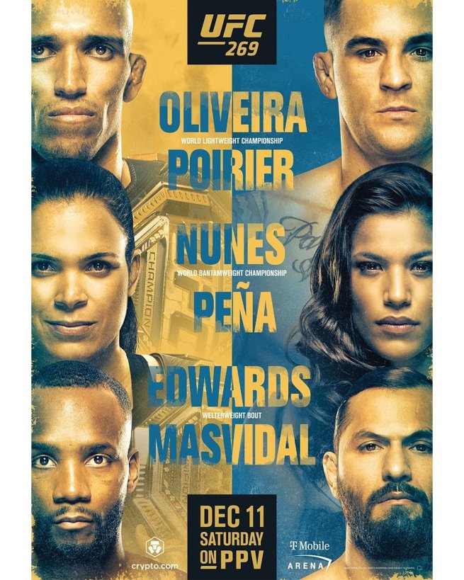 UFC 269 fight card poster