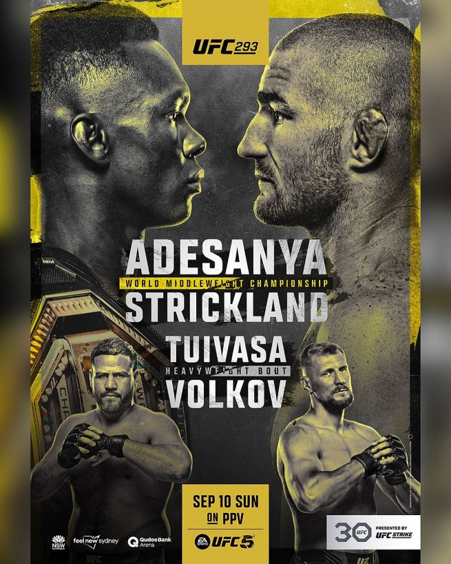 UFC 293 Card All Fights & Details for 'Adesanya vs. Strickland'